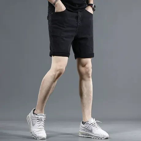 黑色牛仔短裤男五分裤夏季薄款宽松直筒2023新款男士中裤5分裤商品大图