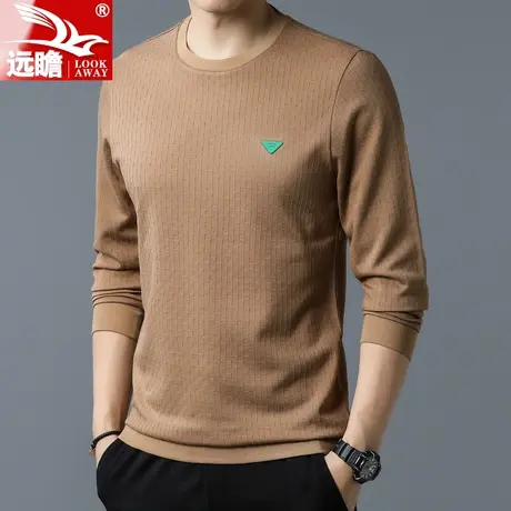 男士卫衣2023春秋季新款纯色圆领商务男装弹力百搭长袖体恤打底衫商品大图