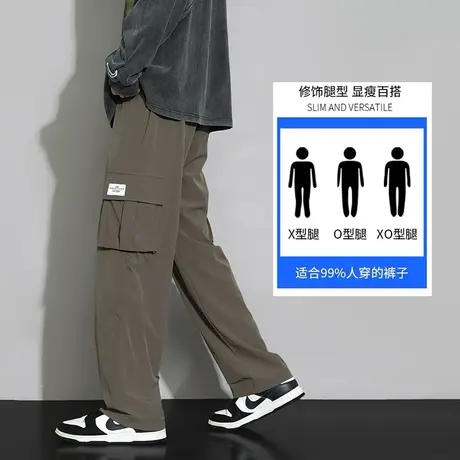 工装休闲裤男生秋季薄款宽松阔腿裤多口袋新款潮流直筒长裤男士商品大图