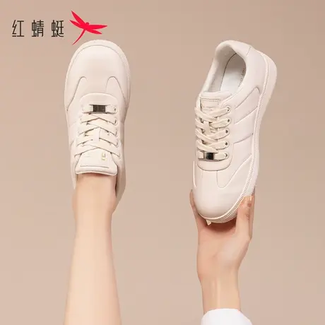红蜻蜓小白鞋女2023新款女鞋秋冬平底休闲鞋面包鞋子轻便软底板鞋商品大图
