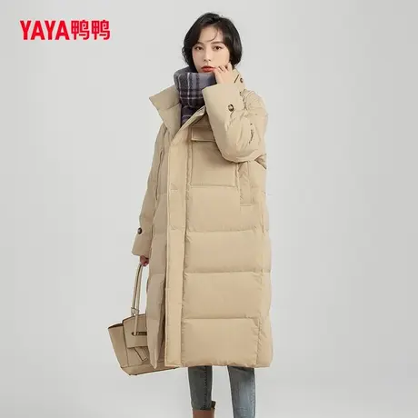 鸭鸭羽绒服女2023年冬季新品长款过膝立领单排扣时尚休闲外套C图片