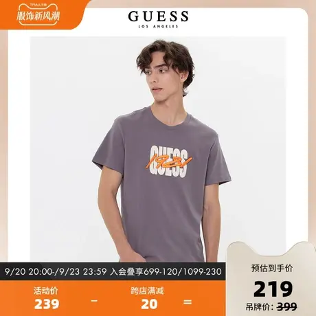 GUESS23新男士经典款刺绣LOGO百搭休闲圆领短袖T恤-M3PP54K2Q40商品大图