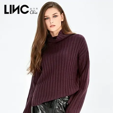 断码清仓LINC金羽杰2023秋季新款纯色套头高领长袖内搭毛衣女潮商品大图