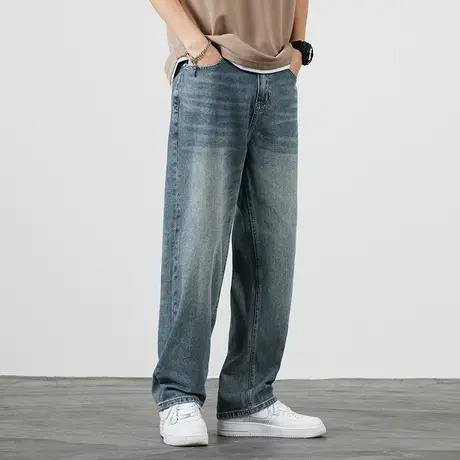 男士牛仔裤秋冬新款男韩版潮流2023年新款宽松裤子直筒垂感休闲裤商品大图