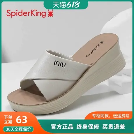 蜘蛛王拖鞋女2025年夏季新款真皮凉鞋厚底舒适外穿妈妈一字凉拖女图片