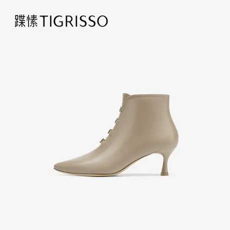 蹀愫冬新中式钻扣尖头女靴子增高时装靴女鞋TA54712-10图片
