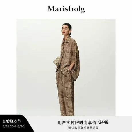 【艺术家灵感】Marisfrolg玛丝菲尔2025夏新款牛仔印花工阔腿长裤商品大图