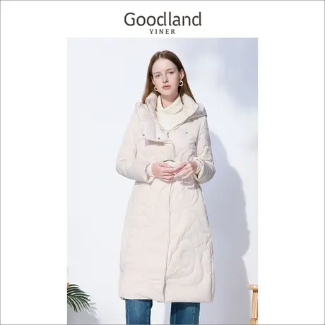 音儿美地女装2022冬季新款中长款收腰高级感保暖连帽羽绒服商品大图