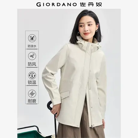 佐丹奴外套女装复合摇粒绒可卸帽中长款梭织软壳外套 05374715图片