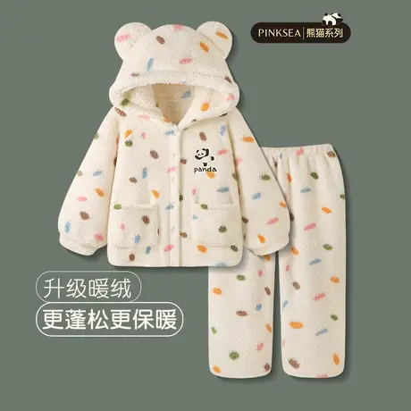 睡衣女款秋冬季加厚保暖珊瑚绒甜美家居服新款熊猫冬季可外穿套装图片