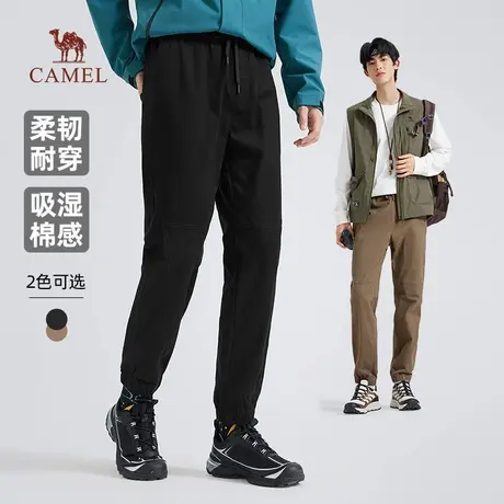 骆驼男装纯棉工装裤男士2025春秋新款黑色户外运动束脚休闲长裤子商品大图