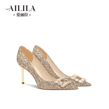 爱丽拉法式新娘结婚鞋女2023新款禾秀主婚纱两穿不累脚水晶高跟鞋商品大图