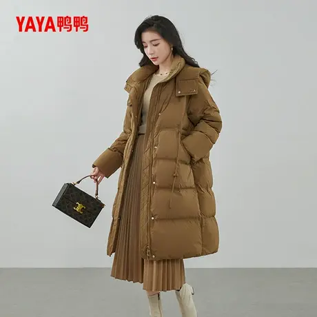 鸭鸭极寒大码羽绒服女2024冬季新款连帽过膝长款加厚收腰百搭外套商品大图