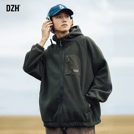 男士双面摇粒绒开衫卫衣男秋冬潮牌连帽外套潮高级感男装2023新款商品大图