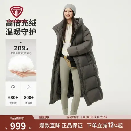【高充绒】坦博尔冬季新品羽绒服女长款连帽加厚过膝保暖泡芙外套商品大图