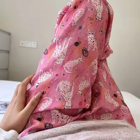 涂鸦彩点猫全棉双层纱布睡裤可爱家居裤宽松长裤柔软亲肤外出商品大图