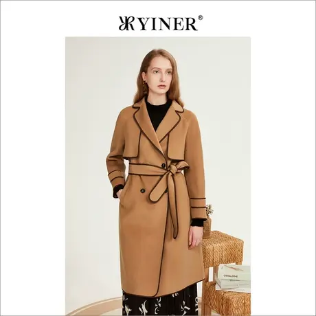 YINER音儿女装2022冬季新款纯羊毛双面呢大衣外套商品大图