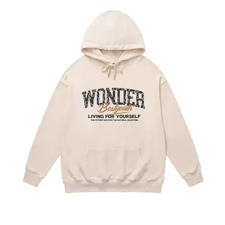 潮牌嘻哈涂鸦字母加绒连帽卫衣男女欧美潮流学生宽松长袖上衣男图片