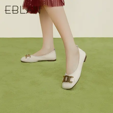 EBLAN伊伴春季女鞋简约平底休闲鞋圆头糖果色气质法式甜美单鞋女商品大图