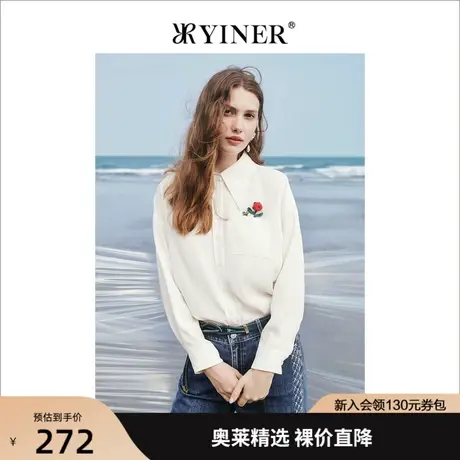 音儿美地女装2022秋季新款宽松上衣手工钩花polo衬衫商品大图