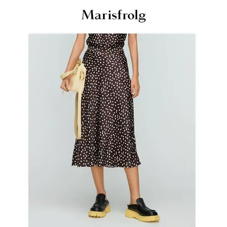 【言选好物】玛丝菲尔夏高阶名媛透气设计感黑色波点半身裙商品大图