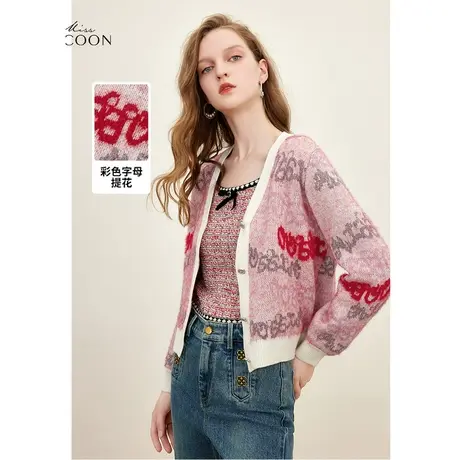 MISSCOCOON复古提花针织开衫上衣女2023夏季新款设计感长袖毛衫冬商品大图