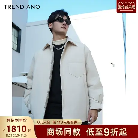 TRENDIANO官方衬衣型翻领宽松羽绒外套男潮2023新款冬季图片
