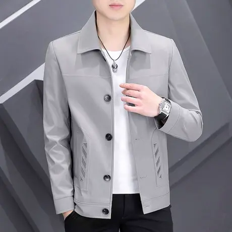 2023新款高端外套男士时尚短款风衣百搭男装青年潮流翻领帅气夹克商品大图
