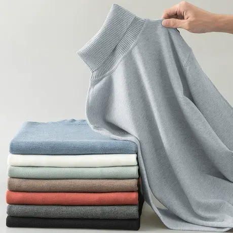 半高领毛衣男士针织衫秋冬保暖内搭打底衫毛线衣潮流修身纯色毛衫图片