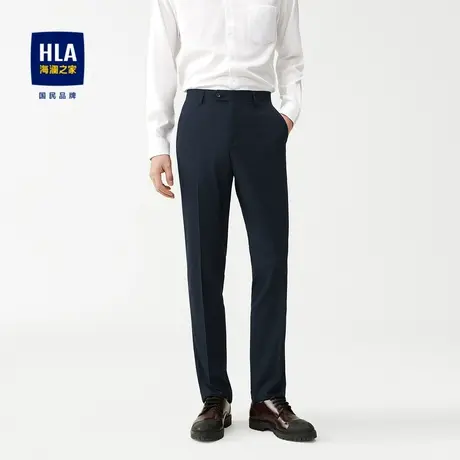 HLA/海澜之家格纹直筒西裤春秋季休闲有型易打理柔软西装裤子男士图片
