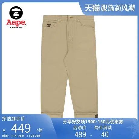 Aape旗舰店女装秋冬字母纯色刺绣印花裤脚潮流牛仔长裤5063XAI商品大图