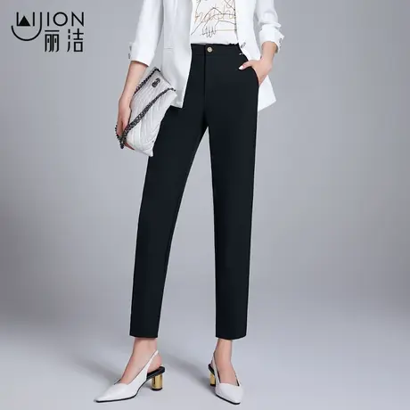丽洁黑色西装裤女2023年春秋新款高腰直筒感显瘦通勤休闲西裤长裤商品大图
