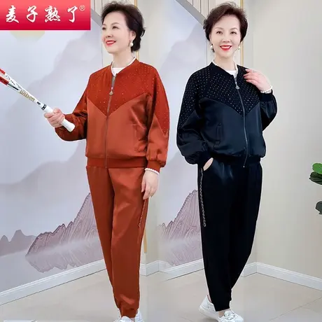 中老年运动服套装女春秋2022新款中年人休闲夏季上衣妈妈秋装外套商品大图
