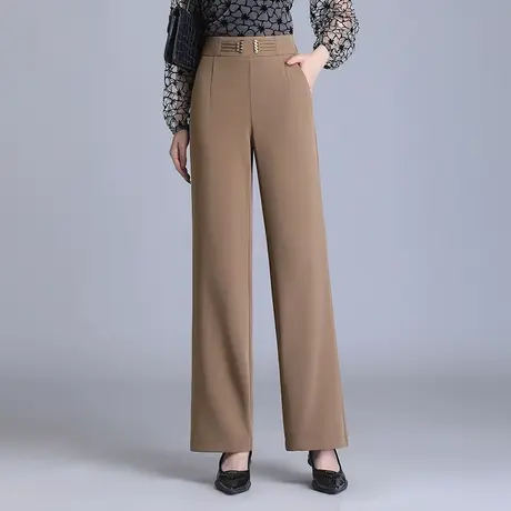 时尚阔腿长裤女高腰垂坠感秋季新款中年妈妈宽松显瘦直筒西装裤子商品大图