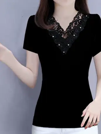 仿棉短袖t恤女宽松大码女装夏季2023新款上衣清仓中年妈妈夏装图片