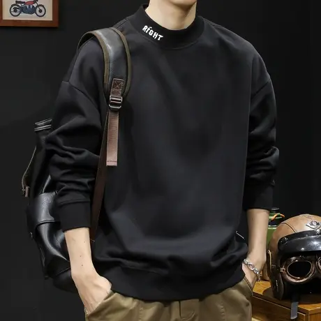 半高领潮牌卫衣男士秋冬款黑色男款衣服秋季2023新款长袖大码百搭商品大图