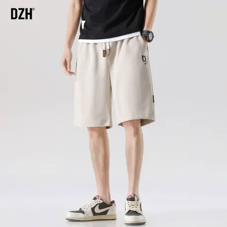 杏色麂皮绒短裤男士夏季美式五分裤男潮休闲宽松运动裤大裤衩外穿商品大图