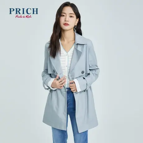 PRICH【直播专享】春季新款气质双排扣英伦风中长款风衣外套商品大图