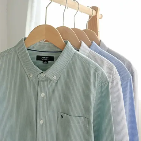格慕施条纹牛津纺长袖衬衫男士春秋装商务休闲上衣宽松纯棉衬衣潮图片