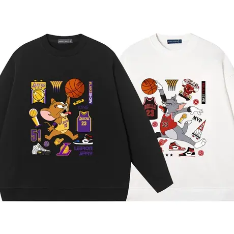 秀洛猫和老鼠联名23号球衣篮球运动纯棉卫衣男女圆领长袖飞人衣服商品大图