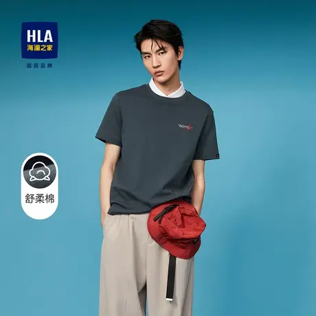 HLA/海澜之家2024神兽系列短袖T恤舒柔棉垂顺圆领舒适休闲短T男商品大图