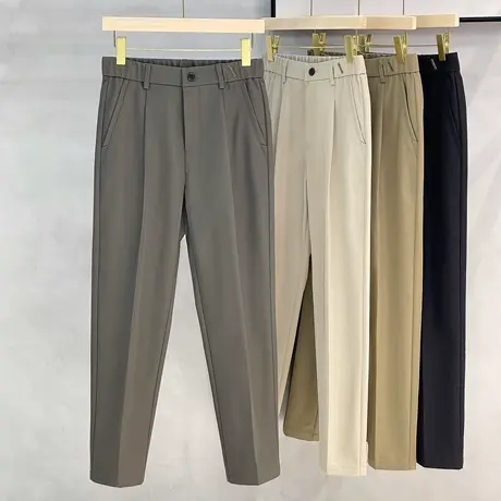 秋冬垂感抗皱免烫西装裤男九分裤休闲西裤宽松显瘦商务休闲裤长裤商品大图
