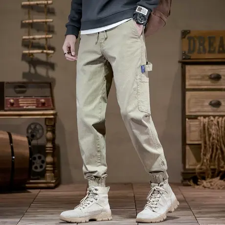 美式复古束脚工装裤男户外宽松纯色男裤时尚潮流裤子男款休闲男装商品大图