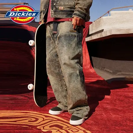 Dickies 夔龙系列 双膝裤 重磅水洗牛仔裤伐木裤 宽松男女同款图片