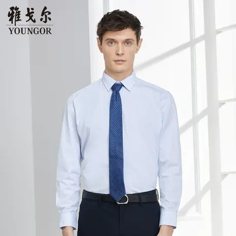 清仓雅戈尔男装长袖衬衫春夏男士浅蓝条纹商务上班免烫寸衣男商品大图