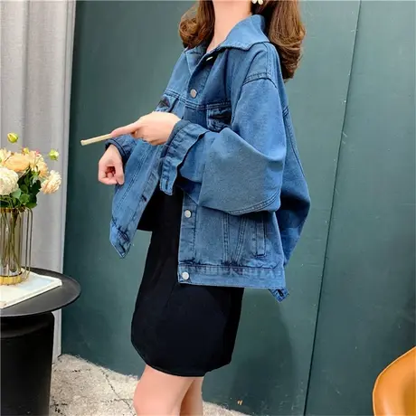 糖果色短款牛仔外套女2022年春秋新款宽松洋气百搭设计感夹克上衣商品大图