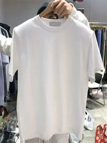 有机棉无缝圆筒T白色正肩纯棉宽松显瘦短袖t恤女夏季春秋内搭打底图片