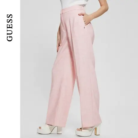 GUESS24年新款春季女士简约知性百搭纯色微喇西装裤-W4GB13WG4P2图片