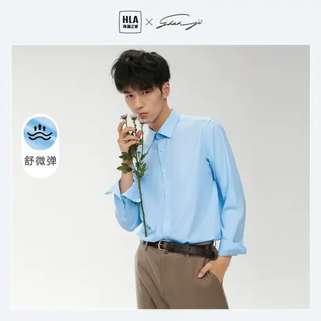 HLA/海澜之家商务长袖衬衫秋季款新品衫柔软舒适微弹正装衬衣男士图片