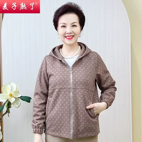 妈妈秋装新款外套时尚洋气短款风衣中老年女春阔太太夹克休闲上衣图片
